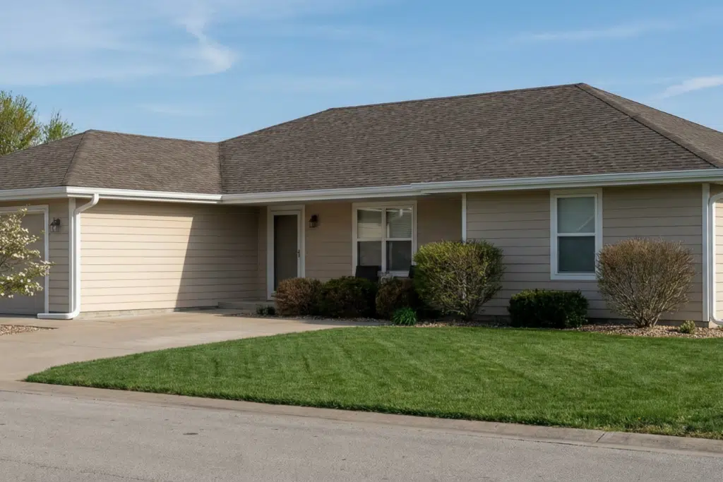 Gutter Repair | Southwest Missouri | Teague Roofing Plus 1 Single story home with an attached garage and a light shingle roof
